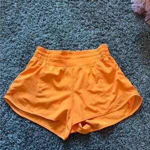 Lululemon Athletica Hotty Hot High Ride Bright Orange Athletic Shorts